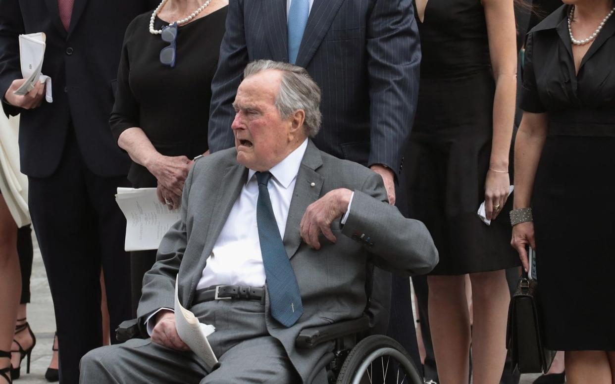 George HW Bush at the funeral of his wife Barbara Bush on Saturday - Getty Images North America