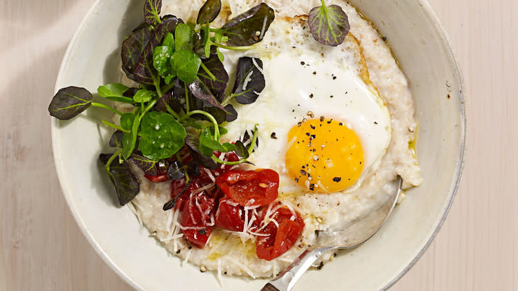 Creamy Parmesan Oats with Fried Egg