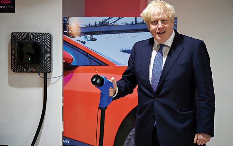 Boris Johnson at Octopus Energy last October - AP