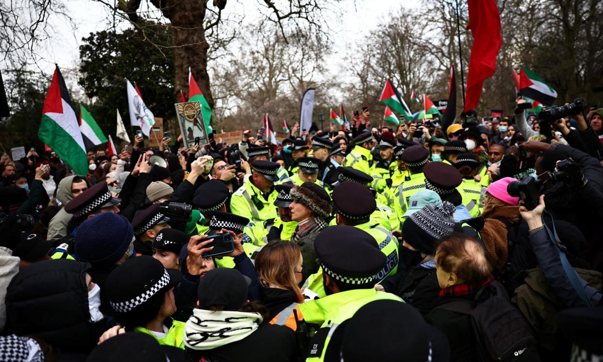 <span>Mark Rowley said most demonstrators had been peaceful and where officers had seen wrongdoing they had acted.</span><span>Photograph: Henry Nicholls/AFP/Getty Images</span>