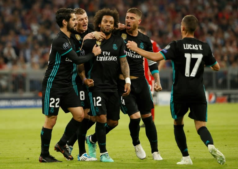 Golden strike: Marcelo celebrates scoring