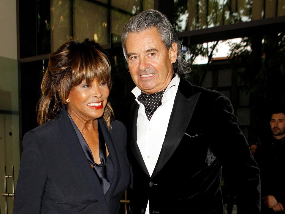 Tina Turner poses with her husband Erwin Bach at the opening of the Expo 2015 in Milan, Italy, in 2015 (REUTERS)