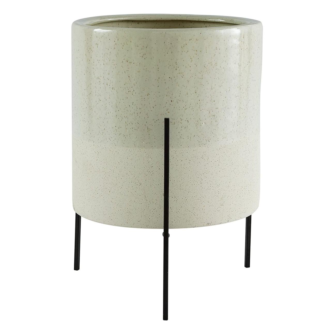 Rivet Mid-Century Ceramic Planter with Stand