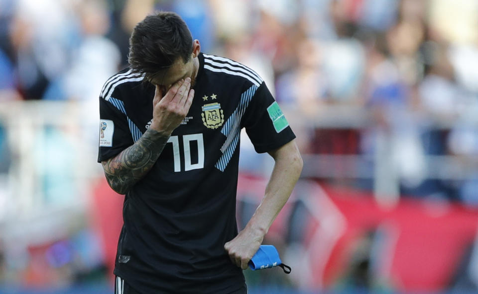 Lionel Messi missed a second-half penalty and Argentina had to settle for a draw against Iceland. (AP)