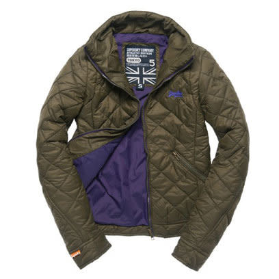 Khaki quilted coat by Superdry