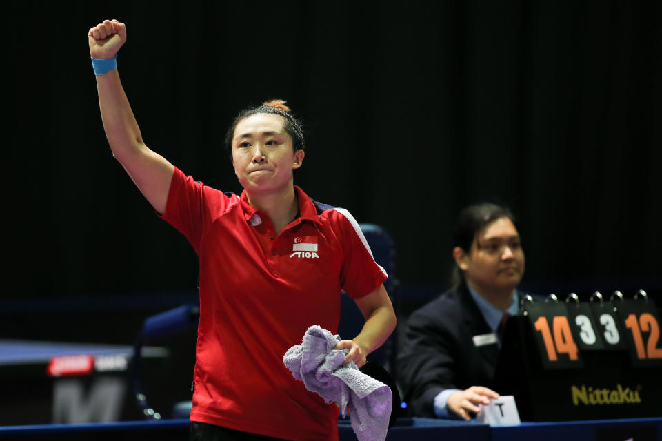 Womenâs Table Tennis Singapore Team Feng Tai Wei won the semi-final round during the Semi-final round SGP vs THAI at MITEC Center during 29th SEA Games in KL Malaysia on 22 Aug 2017 (Photo by Andy Pascua / SportSg)