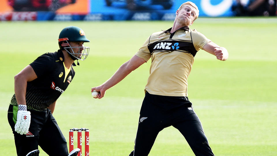 Kyle Jamieson, pictured here in action for New Zealand against Australia.