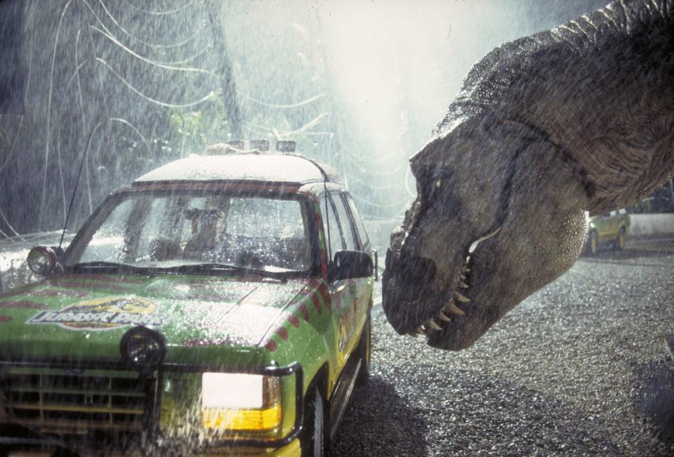 The 12,000 lb T. rex animatronic terrified the crew.