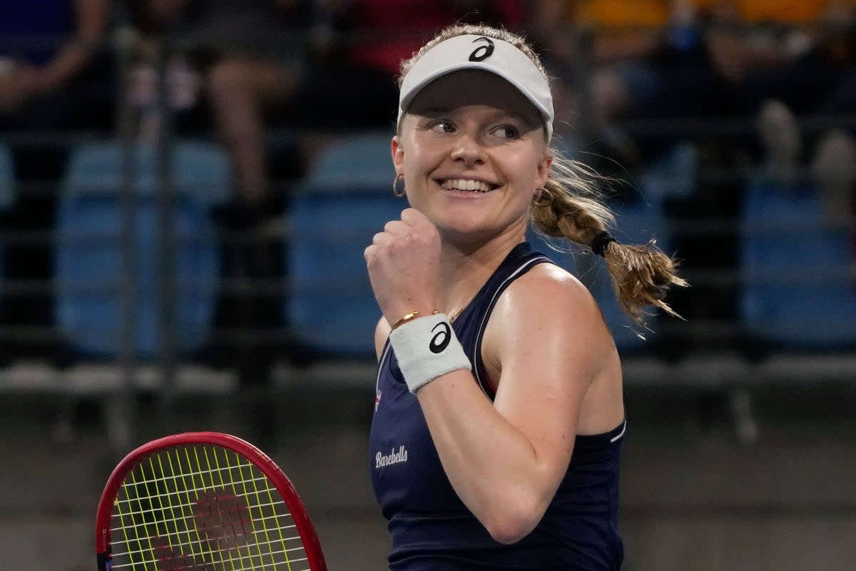 Harriet Dart rallied after losing the opening set to help put Britain in the verge of qualifying for the quarter-finals (Mark Baker/AP) (AP)