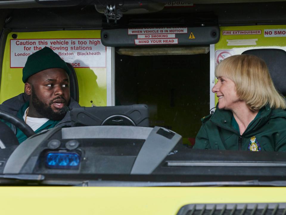 <p>Incompetents: Mareek (Samson Kayo) and Wendy (Jane Horrocks)</p> (Sky UK Ltd)