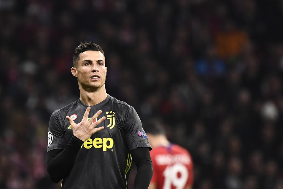 There was nothing coincidental about Cristiano Ronaldo’s five-finger gesture to Atletico Madrid fans. (Getty)