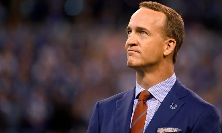 A closeup of Peyton Manning.