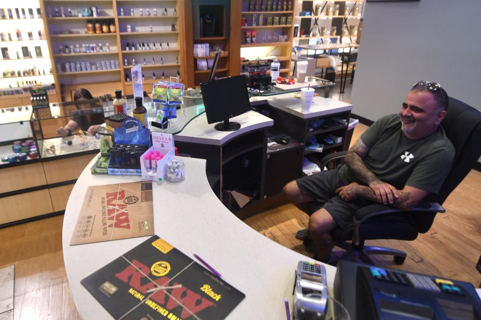 Justin LaNasa, seen here at Port City Vapor Kava & Oxygen Bar at Independence Mall in 2021, has filed for bankruptcy amid his efforts to produce a video game.