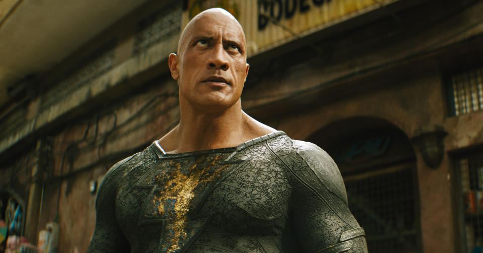 This image released by Warner Bros. Pictures shows Dwayne Johnson in a scene from "Black Adam." (Warner Bros. Pictures via AP)