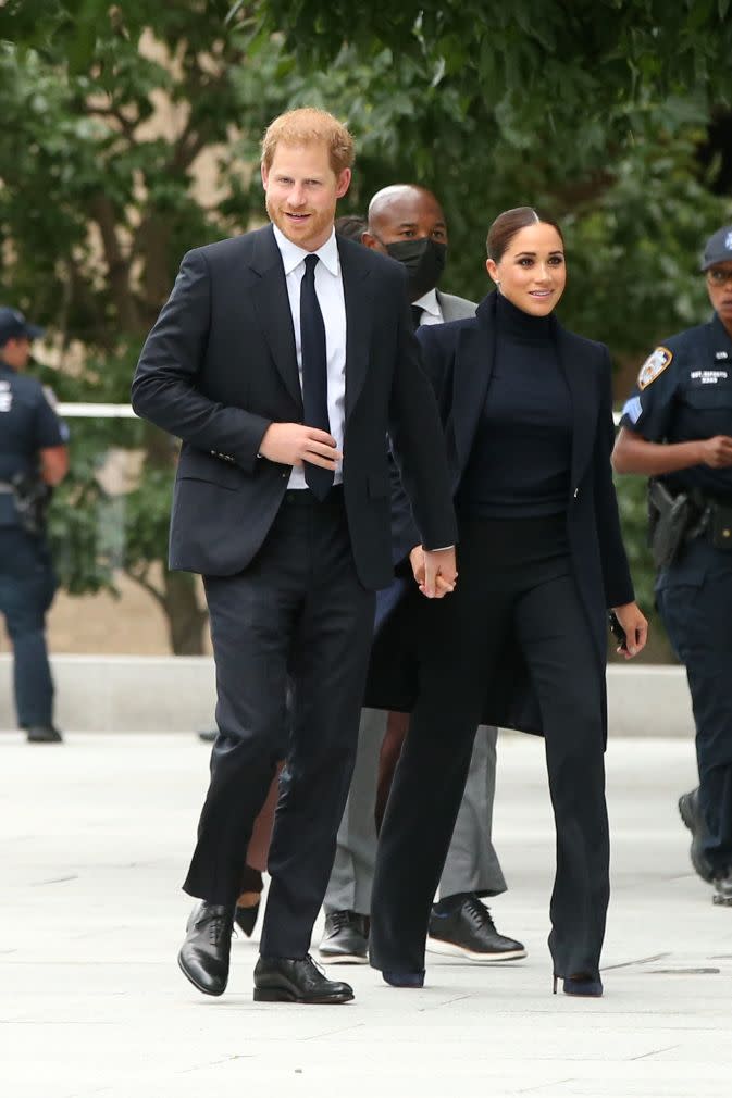 Prince Harry and Meghan Markle arrive at One World Trade Center observatory in New York City, NY, Sept. 23. - Credit: Christopher Peterson/Splash News