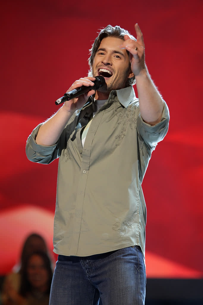 Luke Menard performs as one of the top 16 contestants on the 7th season of American Idol.