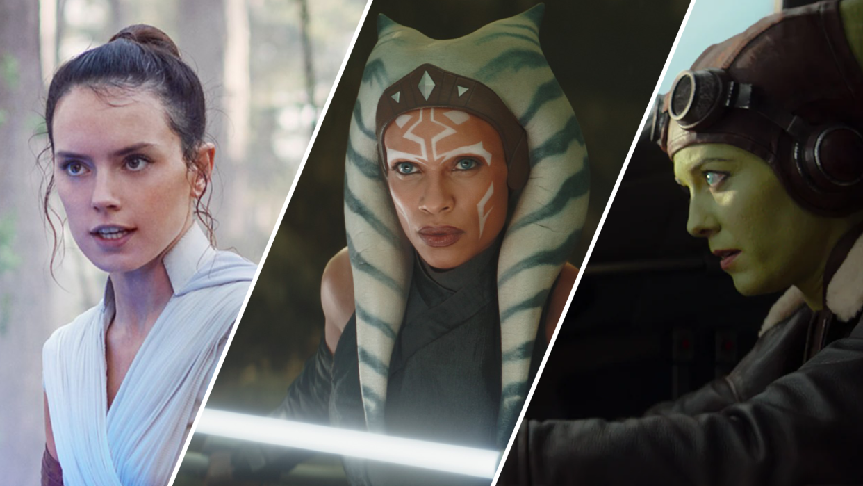 From left to right: Daisy Ridley as Rey, Rosario Dawson as Ahsoka Tano and Mary Elizabeth Winstead as Hera Syndulla. (Photo: Courtesy of Lucasfilm)