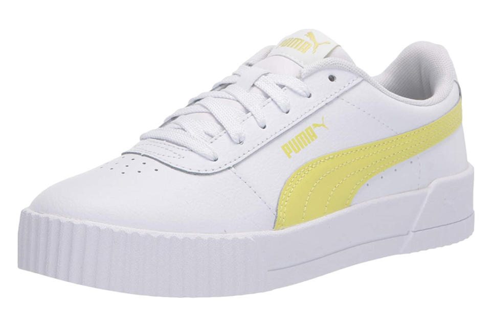 sneakers, yellow, white, puma