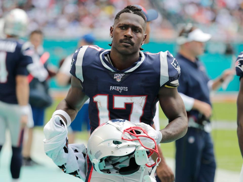 Antonio Brown reacts on the sidelines during a game against the Miami Dolphins.