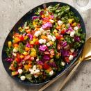<p>This fresh and colorful salad has all of the delicious flavors you love from the classic caprese salad, plus even more healthy veggies. Double this and top each portion with 3 ounces grilled or roasted chicken to take it from a simple side to a quick main dish.</p>