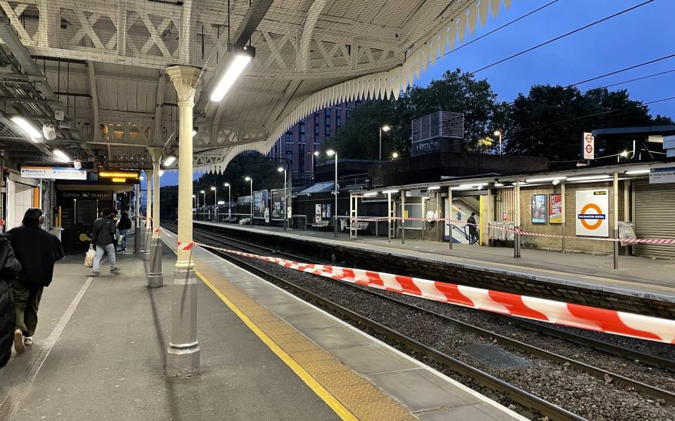 Platforms have been taped off at Walthamstow Central (Ross Lydall)