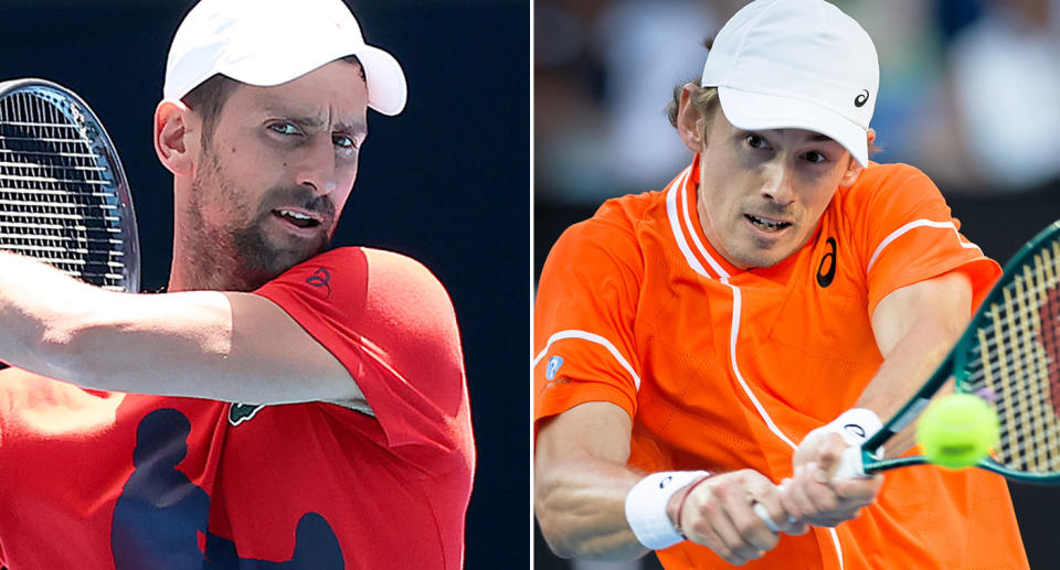 10-time champion Novak Djokovic is on the same side of the Australian Open draw as Alex de Minaur. Pic: Getty