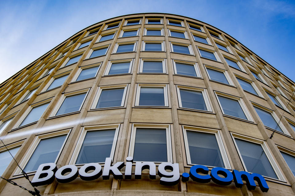 AMSTERDAM, NETHERLANDS - 2020/09/07: Headquarters of Booking.com in Amsterdam. Amsterdam headquarters of Booking.com will lay off up to a quarter of its employees to face the coronavirus crisis. The CEO of the booking site Glenn Fogel reported this to his staff on Tuesday morning. A spokesperson says that there will also be redundancies in the Netherlands. (Photo by Robin Utrecht/SOPA Images/LightRocket via Getty Images)