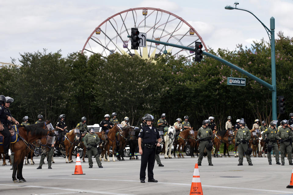 Trump protesters and supporters clash in Anaheim