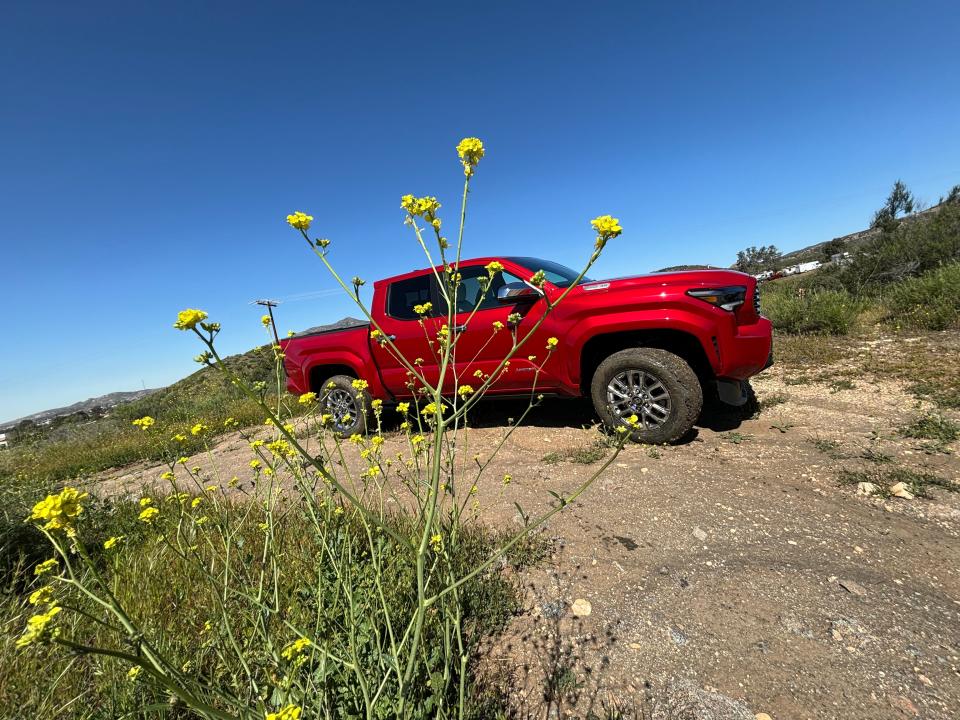 The 2024 Toyota Tacoma midsize pickup offers a hybrid drivetrain that increases power and fuel efficiency.