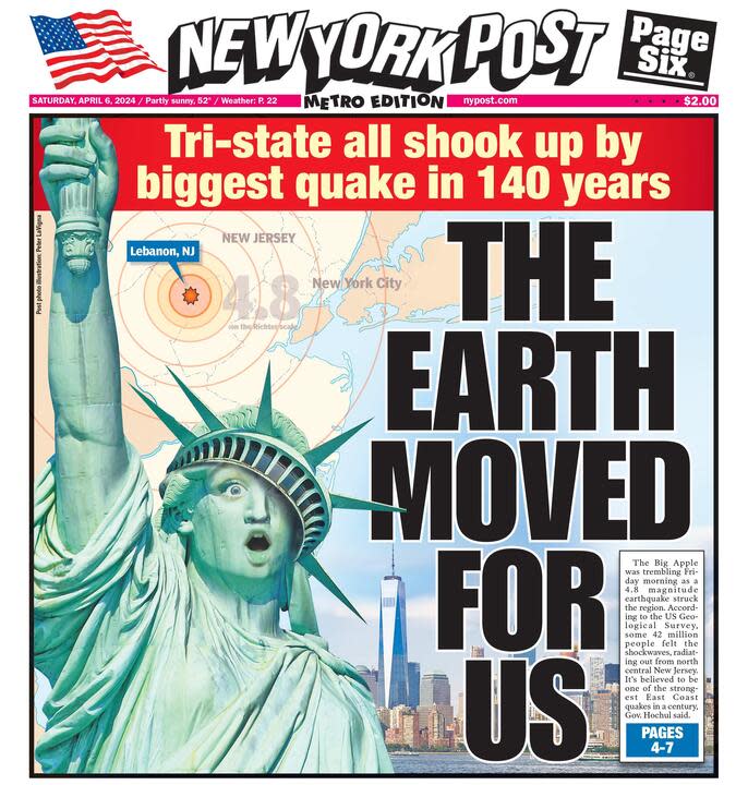 New York Post cover for April 6, 2024.