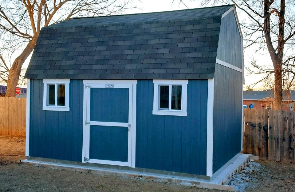 A 12-by-16-foot barn-style outbuilding. PROVIDED/TUFF SHED OKC