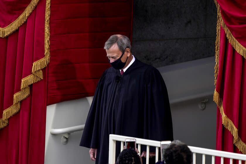 Washington , DC - January 20: Supreme Court Chief Justice John Roberts arrives for the 59th presidential inauguration in Washington, D.C. on Wednesday, Jan. 20, 2021. (Kent Nishimura / Los Angeles Times)