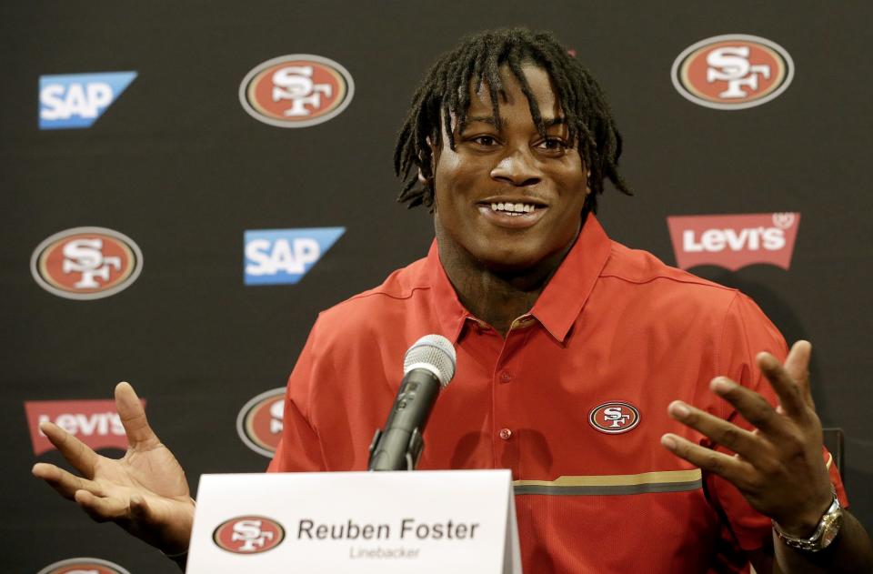 Reuben Foster was the 31st player taken in the 2017 NFL draft. (AP) 