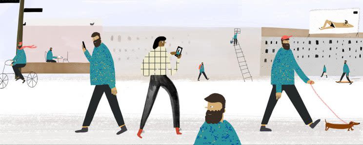 Keep on swiping. (Illustration: Hannah Jacobs for Yahoo Style)