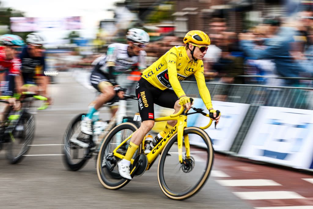  JumboVismas Danish rider Jonas Vingegaard competes during the criterium Days After The Tour the first cycling criterium after the Tour de France in Boxmeer on July 24 2023 Photo by Vincent Jannink  ANP  AFP  Netherlands OUT Photo by VINCENT JANNINKANPAFP via Getty Images 