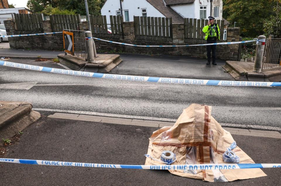 A police evidence bag at the scene (Nigel Roddis/PA) (PA Wire)