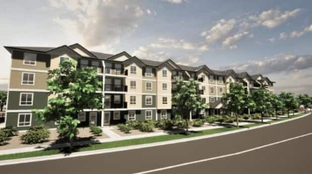 The 130-unit rental housing project, proposed by Broadstreet Properties and Seymour Pacific Developments, was voted down last week by Penticton city council. (City of Penticton - image credit)