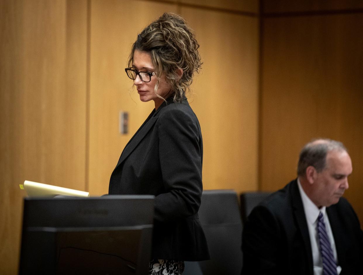 Defense attorney Debra B.Tuomey walks back to the defense table after cross examining a witness during a hearing before Judge J. Kevin Abdoney in Bartow on Tuesday. She alleges that Polk County Jail policies are preventing an "efficient" and "effective" defense of several of her clients. Abdoney denied her motion Tuesday.