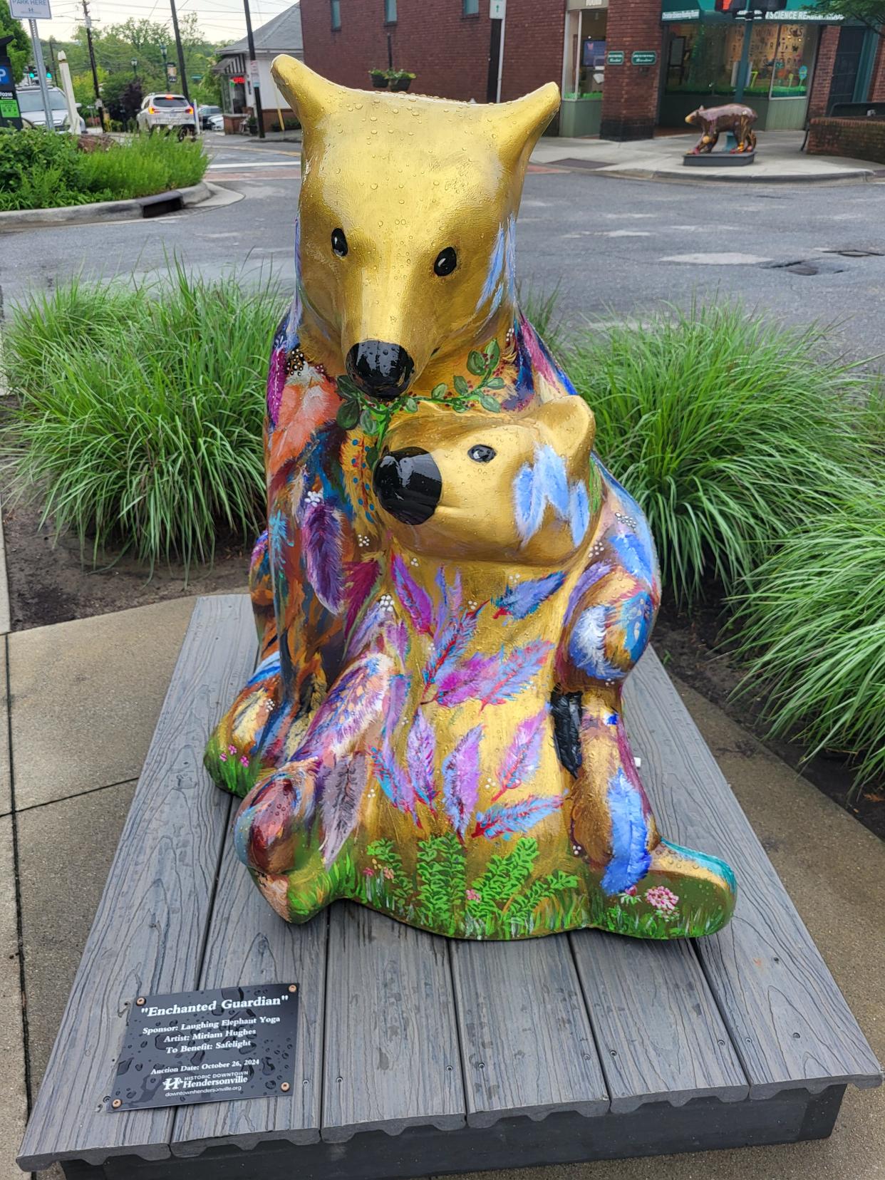 "Enchanted Guardian" bear is one of the 20 new Bearfootin' Bears now on display along Main Street in Hendersonville.