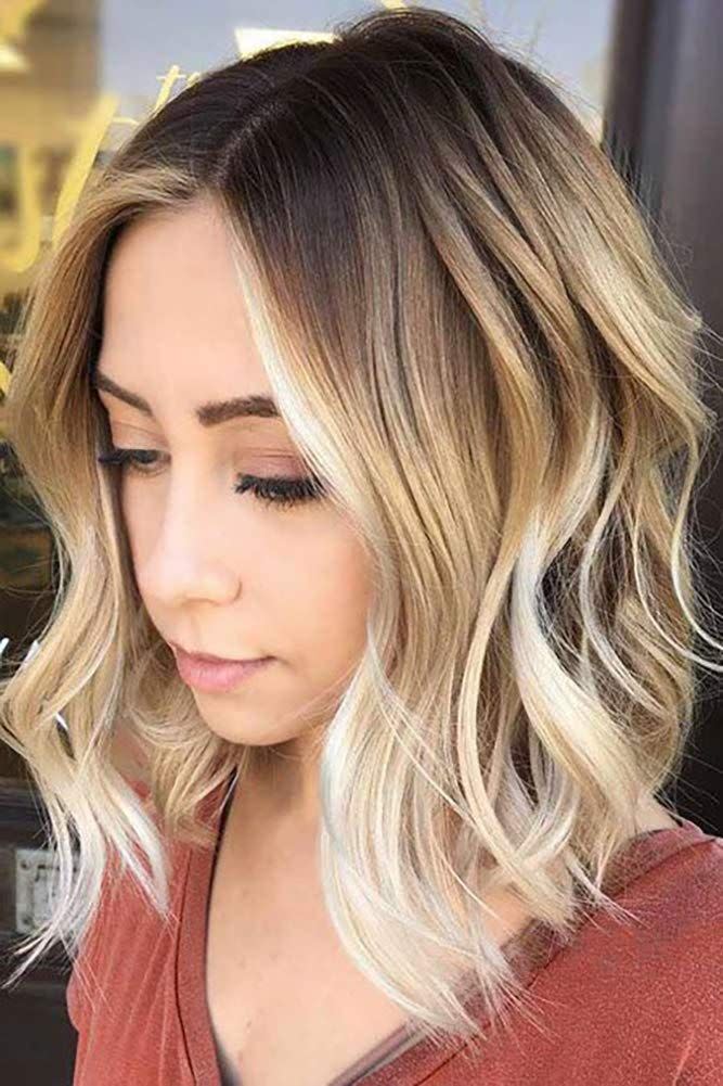 12) Short Synthetic Blonde Ombre Lob