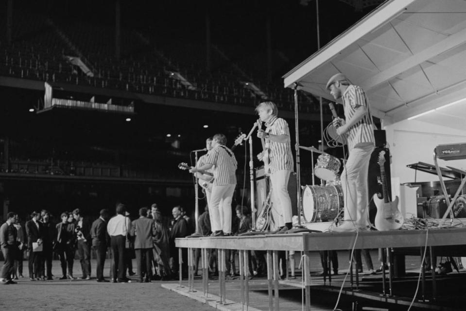 The Beach Boys performing at Yankee Stadium in 1966 (Getty Images)