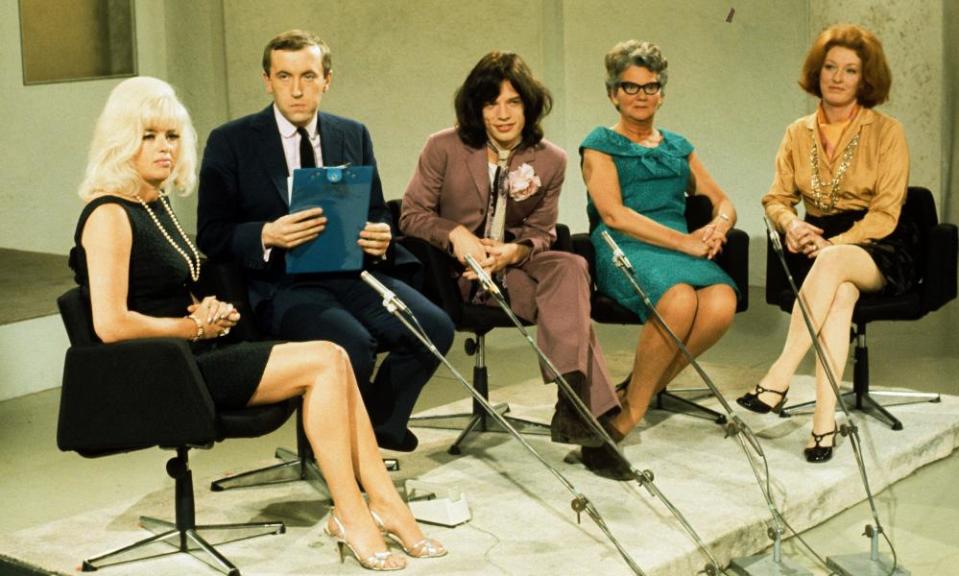 Audrey Slaughter, right, on Frost on Saturday, 1968. From left: Diana Dors, David Frost, Mick Jagger and Mary Whitehouse.