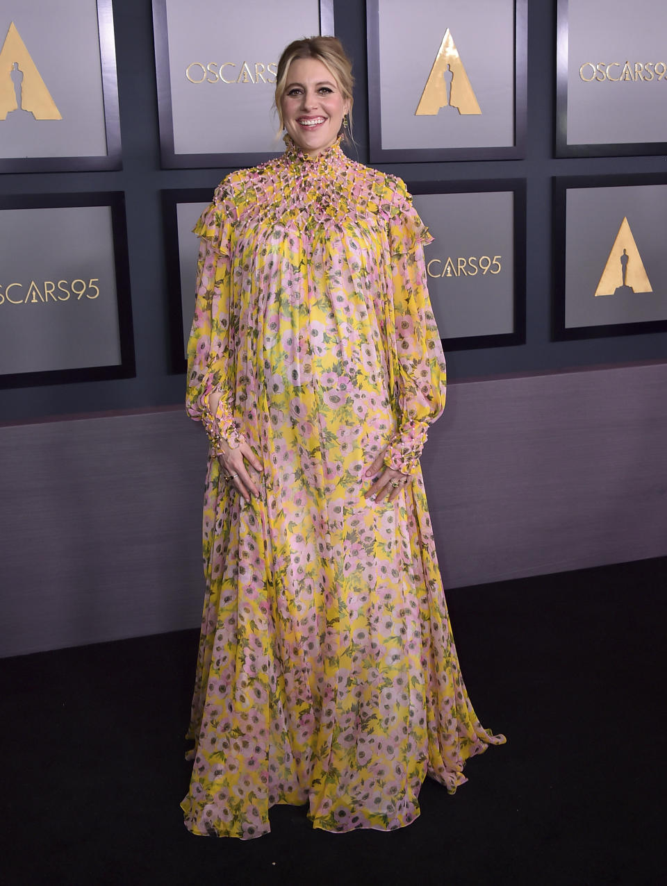 Greta Gerwig arrives at the Governors Awards on Saturday, Nov. 19, 2022, at Fairmont Century Plaza in Los Angeles. (Photo by Jordan Strauss/Invision/AP)