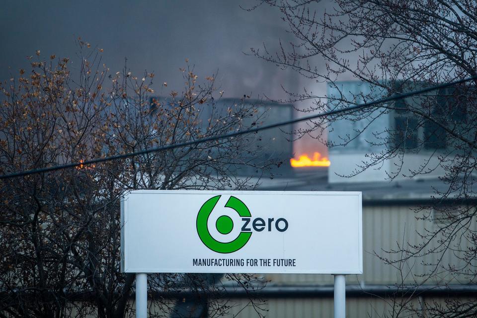 Fire is visible at the C6-Zero in Marengo after an explosion Dec. 8.