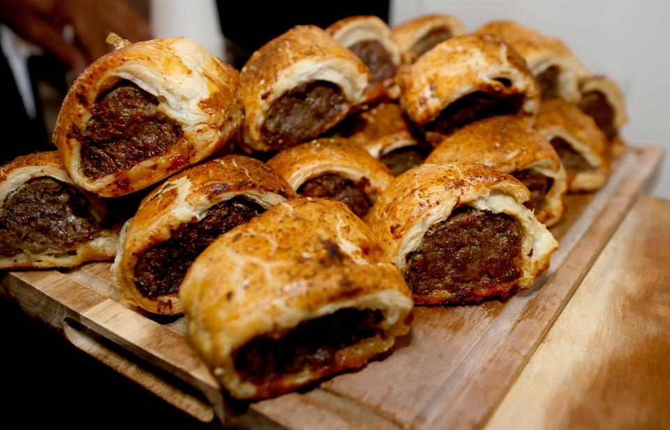 Marrow Detroit Provisions sausage rolls sit on a table after a news conference on Tuesday, March 5, 2024, at the 14,000-square-foot building the business acquired in Eastern Market in Detroit. It will become a restaurant, butcher shop and event space in the spring of 2025.