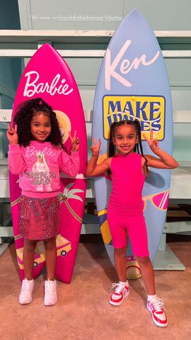 <p>Khloe Kardashian Instagram</p> True Thompson and Dream Kardashian at Barbie World