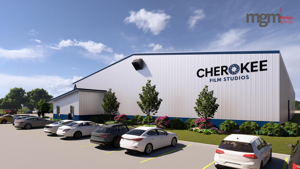 A rendering of the Cherokee Film Studios’ 10,000-square-foot soundstage set for completion in 2024.