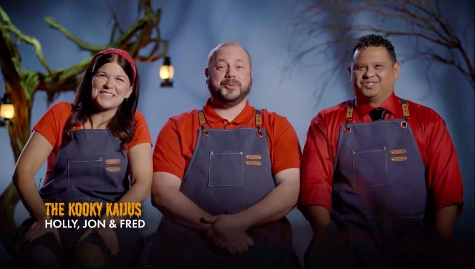 three people in aprons: holly, jon & fred