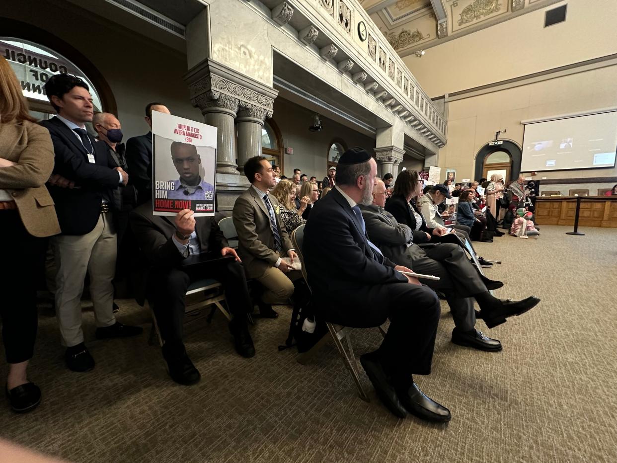 During Cincinnati City Council's public comment period Feb. 14 hundreds of people turned out to offer their perspective on a proposed resolution calling fo a ceasefire in Gaza. People spoke on both sides the issue. Council did not take a vote.