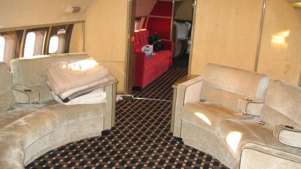 The interior of one of Epstein’s planes (Court documents)